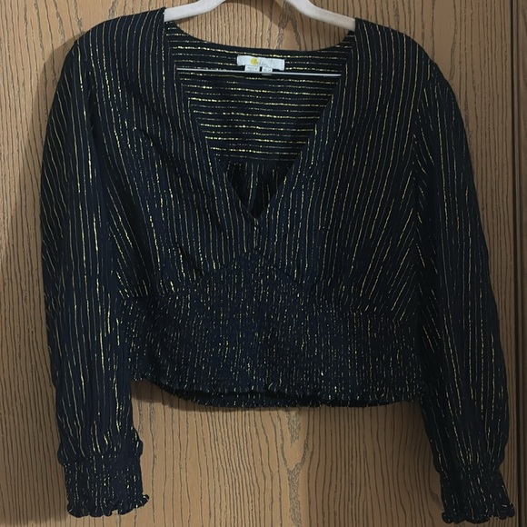 BODEN Lurex Smocked Crop Top size 12 - Picture 3 of 6